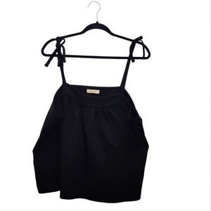 Madewell Tie Shoulder Crop Style Black Tank Size XL